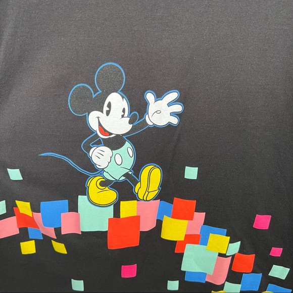 Disney Parks Mickey Mouse Retro Color Block Shirt S Adult Unisex Tee Black - Picture 2 of 7